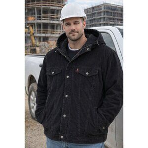 Levi’s 3XL Black Corduroy Sherpa Hooded Trucker Jacket NWT $200 Warm Winter